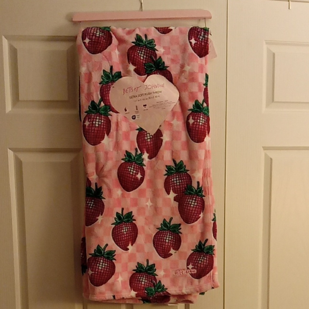 Betsey Johnson Plush Throw Disco 🪩Strawberry 🍓